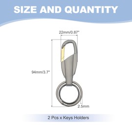 MECCANIXITY Car Key Chain, Detachable Metal Keychain Stainless Steel Buckle Key Fob Holder Car Key Accessories for Men and Women with 2 Rings D-ring (Dark Gray/Gold, Pack of 2)