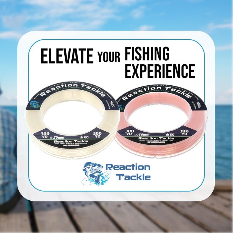 Reaction Tackle 100% Pure Fluorocarbon Fising Line - Leader Line/Clear