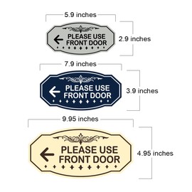 Victorian Please Use Front Door (Left Arrow) Sign (Black Gold) - Large 2 Pack