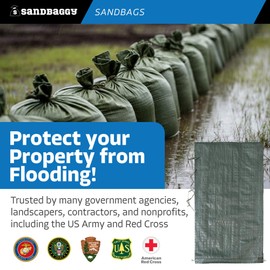 Sandbaggy - Heavy Duty Empty Sandbags For Flooding (14" X 26") - Poly Sand Bags - Flood Barrier, Weight, Construction, Earth Bag Homes - Reusable, UV Resistant - Tie Strings Attached (100 Bags)