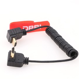 DRRI High Speed HDMI-A 2.0 Bend up to Bend Down HDMI Coiled Cable for Z-Cam E2 S6 Camera/atomos Ninja V Monitor/Small HD Monitor