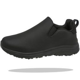 Non Slip Waterproof Shoes for Men Work Slip Resistant Oil Slip On Chef Kitchen Restaurant Food Service Zapatos de Trabajo para Hombres antideslizante para cocina Black
