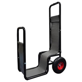 Kapler Firewood Cart with Wheels Heavy Duty Steel Wood Rock Storage for Fireplace Outdoor Indoor Barrow Carrier Stand Holder Rolling Dolly Hauler with Baffle and Bungees Black