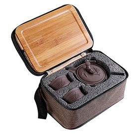 Goclothod Chinese Kungfu Teapot Handmade Yixing Zisha Tea Set Purple Clay Teapot Ceramic Teapot Teacups (Purple Clay)