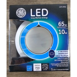 GE 65W Equal - 700 Lumens - 2700 Kelvin - Smooth Baffle Trim - 120V - GE 22237