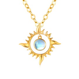 REDSUN Sun Necklace 925 Sterling Silver Opal/Moonstone Sun Necklace Gold Pendant Sun Gold Plated Jewelry for Women Girls Gifts
