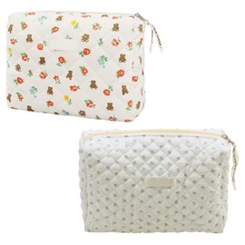 Pack of 2 Floral Cosmetic Bag, Cute Cotton Skin Care Bag, Portable Travel Cosmetic Bag, Cosmetic Storage Bag, Storage Bag for Toiletries
