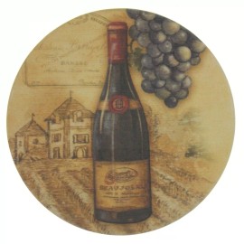 CounterArt Counter Art Vineyards Wine Bottle Round Stone Coasters Set 4 Wooden Holder USA