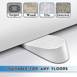 KOLAKO Door Stops, Rubber Door Stopper Wedge, Heavy Duty Extra Large Floor Doorstops for Bottom of Door, Security Big Door Stoppers Wall Protector, 2 Pack (White)