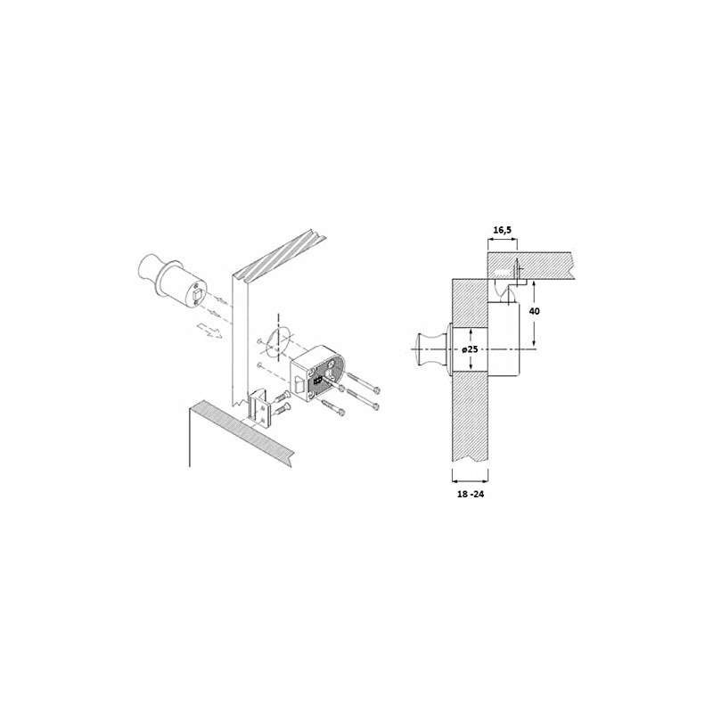 4 x Campia push lock furniture locks, stainless steel look,