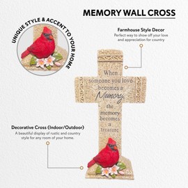 Pine Ridge Memory Cross - Wall Hanging Spiritual Cross Decor for Wall, Cardinal Decor, When Someones You Love Becomes A Memory