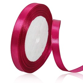 Dark Rose Ribbon 3/8 Inch, 25 Yards Satin Fabric Ribbons for Christmas Gift Wrapping, Christmas Garland, Christmas Tree Ornaments, Bows Making, DIY Crafts, Sewing Projects and Wedding Party