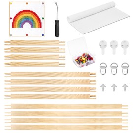 ktondic Needlepoint Stretcher Bar Set with 12PCS Wooden Stretcher Bars (8",12",16"), 2PCS 18" x 20" 13ct Needlepoint Canvas, Tacks, Hanging Hardware & Tack Remover for DIY Needlepoint Projects