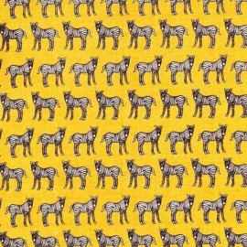 Fabri-Quilt Inc Jungle Party Lined Zebras Gold 100% Cotton Fabric by The Yard