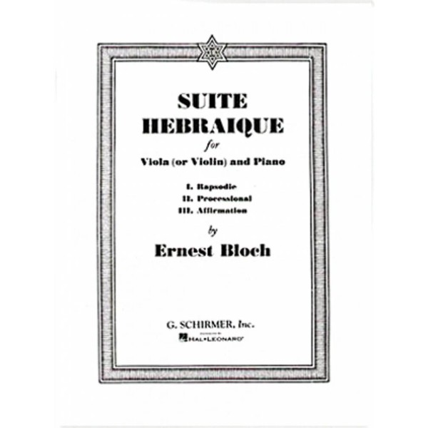 Bloch Suite Hebraique Viola and Piano Sheet Music NEW 050286080