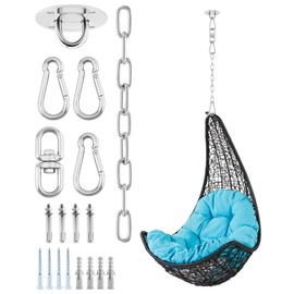 QWORK® Stainless Steel Ceiling Hook Heavy Duty with 30 cm Extension Chain and Carabiner, Attachment for Hanging Chair, Hanging Chair and Punch Bag (up to 400 kg)