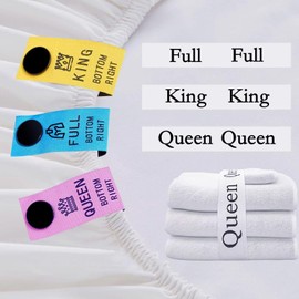 12PCS Color-Coded Bed Sheet Organizer Bands & Labels + 3 Elastic Sheet Straps – Snap-On Tags for Queen/King/Full Sheets, Fitted Sheet Holders for Corners, Closet Storage, Easy Bed Making