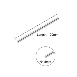 5PCS 304 Stainless Steel Round Rods, iMeistek 100mm Length Diameter 8mm Metal Solid Shaft Lathe Bar Stock for Home, Gardening Decoration,Industry Machinery, DIY Crafts