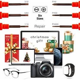 Shall 6-Piece Precision Screwdriver Set w/ Case, 12-Size Magnetic Mini Screwdrivers, DIY Repair Tools Kit (Double-end Phillips/Slotted/Torx/Pentalobe/Triwing)