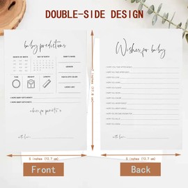 NiCoLa Baby Shower Games, 50pcs Baby Prediction Cards, Minimal Baby Shower Game Cards for 50 Guests (White)