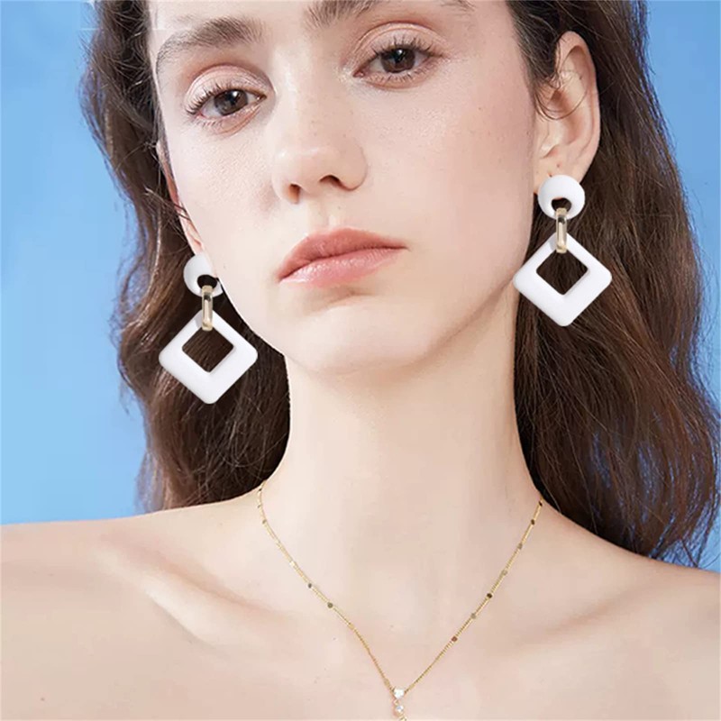 Acrylic Geometric Dangle Earring for Women Boho Lightweight Earring Cute