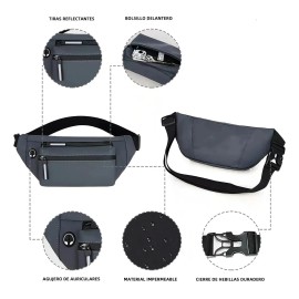 Mochila Cangurera Quanna Fitness Riñonera Deportiva Runner Gimnasio Bolso Bandolera Casual Para Hombre Gran Capacidad Es Un Buen Regalo Regalo Del Día De San Valentín Material Duradero Bolsa Gris