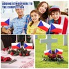 HSQCEZ 12Pcs Small Czech Republic Flags on Wooden Stick Mini