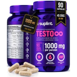 TESTO Suplemento para Hombre con Ácido Aspártico, Fenogreco, L-Arginina y Zinc – Vegano – Sin Gluten – 90 Cápsulas