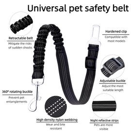 Aerkersun Dog Seat Belt for Car - Adjustable Dog Car Safety Harness, Elastic Cushioning Seatbelt Leash, Reinforced Metal Buckle Anti-Tangle Design, for Small and Medium Pets (Red)