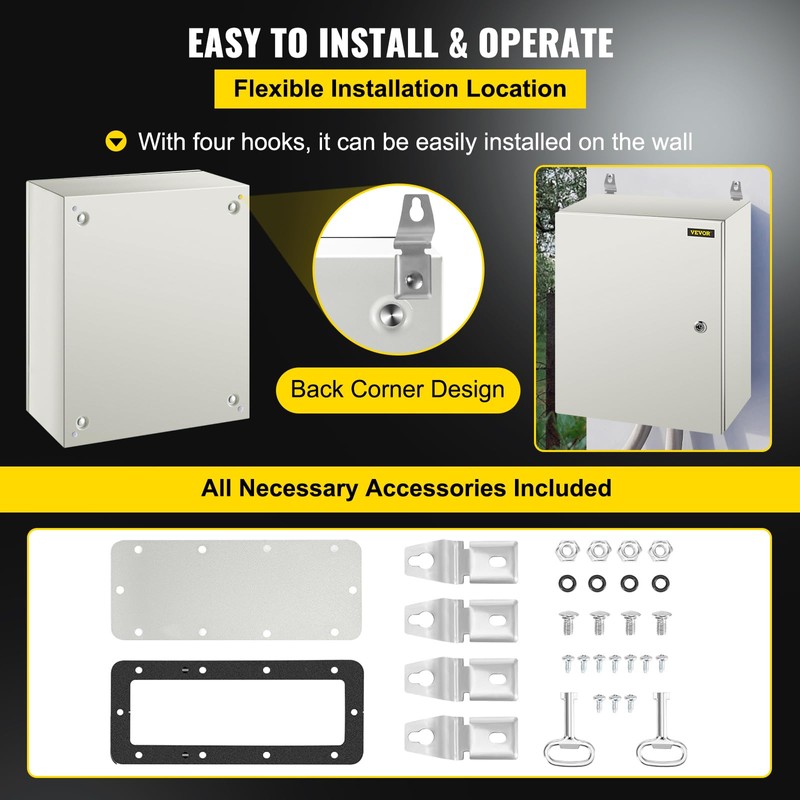 VEVOR NEMA Steel Enclosure, 20 x 16 x 8'' NEMA