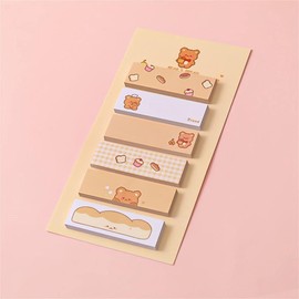 120 Pcs Cute Girl Animal Sticky Notes Kawaii Cartoon Pattern Index Tabs for Office School Christmas Thanksgiving Gift Idea, Self-Stick Notes (Yellow)