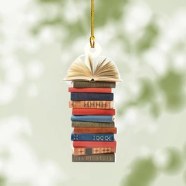 Book Lover Gifts, Book Lovers Heart Ornament, Acrylic Book Ornaments, Book Decorations, Book Gifts for Book Lovers