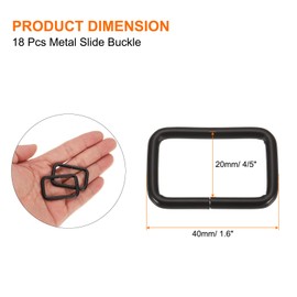 QUARKZMAN Metal rectangular ring buckles, square buckle, black