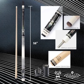 KONLLEN Pool Cue Stick 10.5mm 11.5mm 12.5mm Tiger Tip Low Deflection Billiard Cue 3/8x8 Radial Pin Billiard cues with Extension and Case