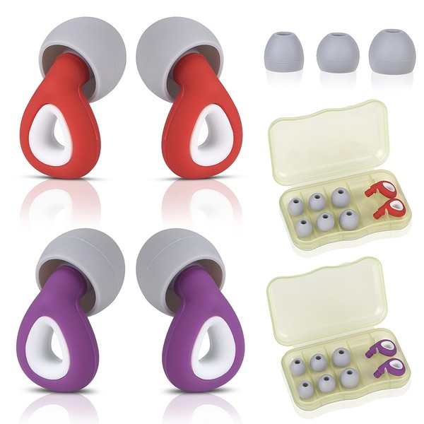2 Pairs Ear Plugs, Reusable 35DB Noise Cancelling Ear Plugs