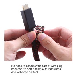 Alex Tech Self-Locking Cable Conduit Woven Cable Sheath Cable Protector Cuttable Black Red for TV Computer Home Cinema Automotive Cable Home and Office 6 mm – 7.7 Metres