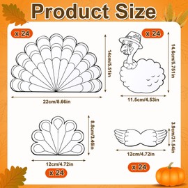 Cholemy 24 Sets Fall Craft for Kids Color Your Own Turkeys Blank Puzzle Coloring Fall Themed Craft DIY Turkey Decor for Child Classroom Thanksgiving Harvest Party Activity Art Project