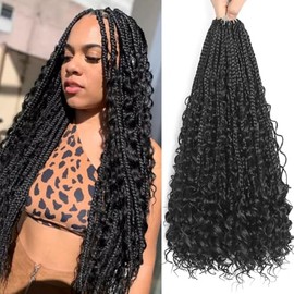 Goddess Bohemian Box Braids Crochet Hair 8 Packs- 1B 24 Inch