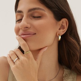 NATOSU Gold Clip On Earrings, 14K Real Gold Plated Chunky Hoop Earrings Clip On Trendy Twisted Geometric Hoop Clips for Women Hypoallergenic Non Pierced Earrings, Acrylic