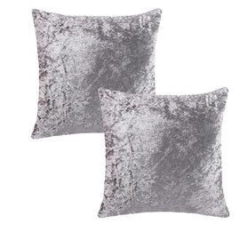 RKAAS HOME Super Soft Decorative Luxurious Crushed Ice Velvet Square Cushion Cover for Living Room Sofa Couch Bed 65cm x 65cm 26x26 Inches (Pack of 2 - Silver Grey)