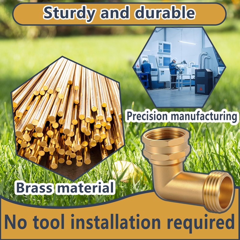 90-Degree Hose Elbow For RVs — Solid Brass Construction, Strong