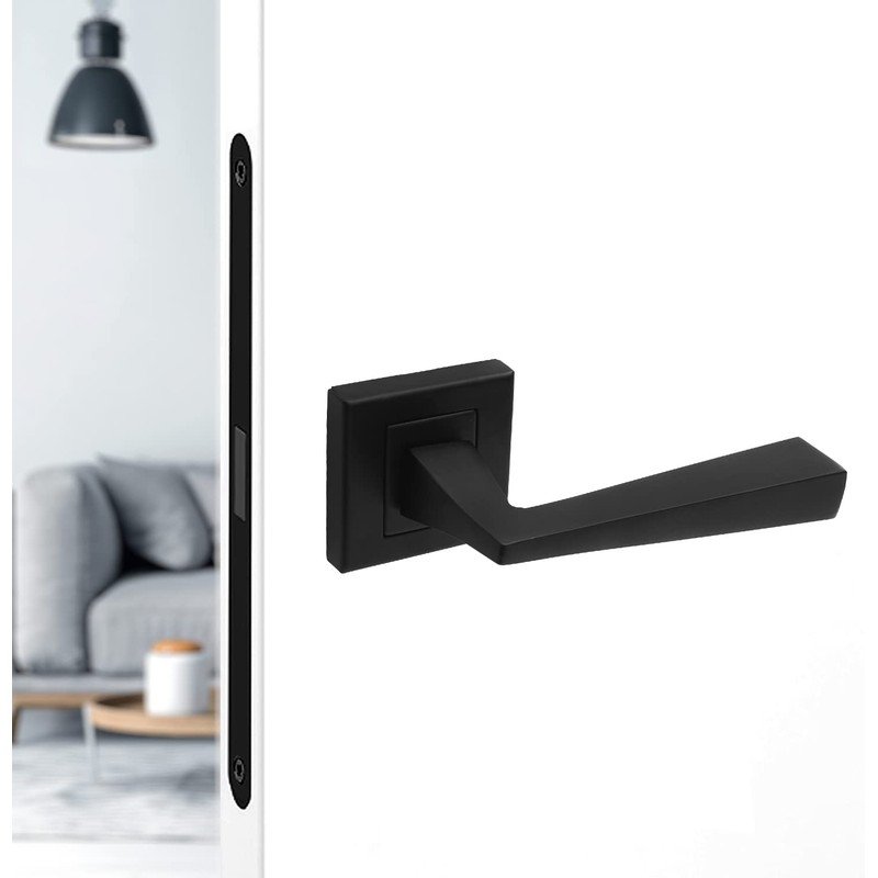 Decoranddecor Helix Square Door Handles – Aluminium Matt Black Internal