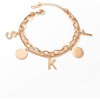 Deelfel Women's Pink Gold Initial Ping Gold 18k Titanium Bracelet