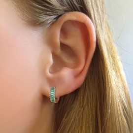 SILBERTALE 925 Sterling Silver Sparkly Cute Cubic Zirconia Hoop Earrings Trendy CZ Hypoallergenic Hoop Earrings, Cubic Zirconia