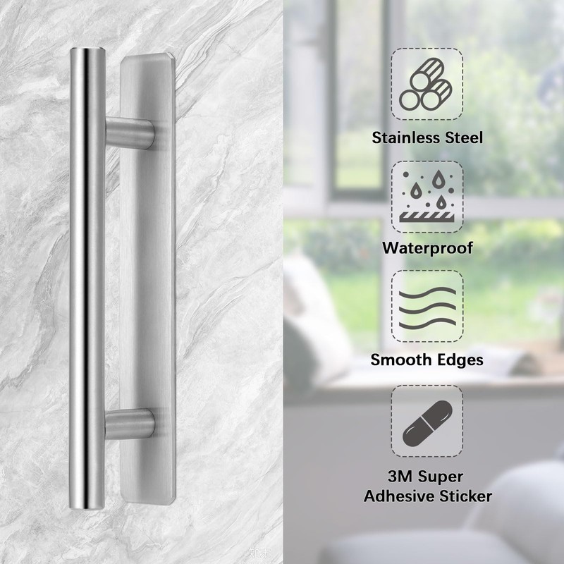 JIZZU Kitchen Cupboard Handles, 2Pcs Door Pull Handle Stick On