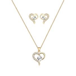 Elli Women's Crystal Heart Jewellery Set, Facet cut, Crystal