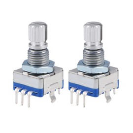 sourcing map 360 Degree Rotary Encoder, Code Switch, Potentiometer, EC11, 7 Pins, 15 mm Shank, Pack of 2