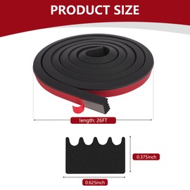 Muscovite 326A0004 Self Adhesive Weather Stripping Tape 3/5 in X 26FT, Ribbed Epdm Rubber Seal Gasket for Rv Door, Enclosed Cargo Trailer Door, Boat Hatch, Auto, Window, Marine Hatch, Garage