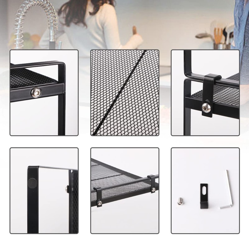 Ymeibe 2 Pack Cabinet Shelf Mesh Storage Organizer Stackable Countertop