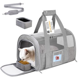 SECLATO Cat Carrier, Dog Carrier, Pet Carrier Airline Approved for Small Dogs, Kitten Carriers Under 15lb, Collapsible Soft Sided TSA Approved Travel Carrier-Grey